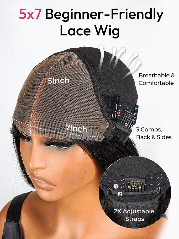 Short Brown Bob Wig Straight LY Lace 5x7 Closure Wig
