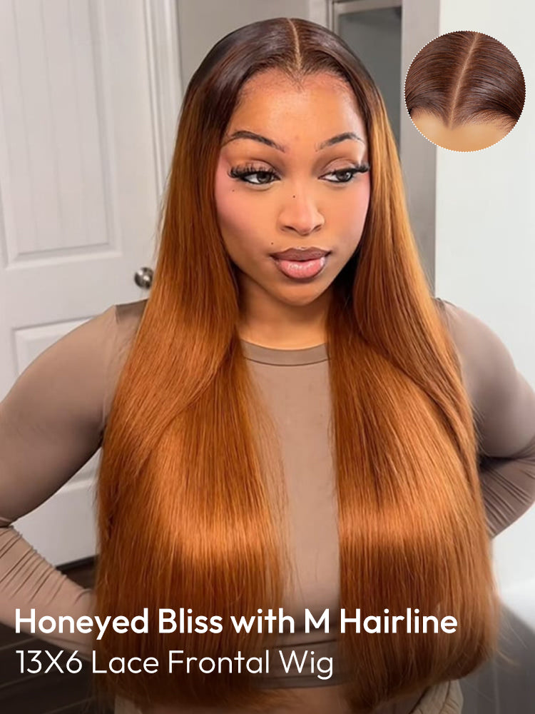 Caramel Milk Orange Straight Hair 6X8 Wig With M-Shaped Hairline 13X6 LY Lace Frontal Wig