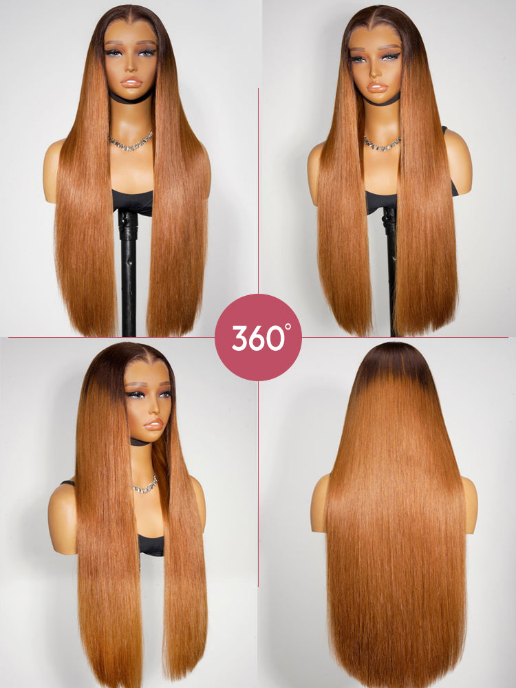 Caramel Milk Orange Straight Hair 6X8 Wig With M-Shaped Hairline 13X6 LY Lace Frontal Wig
