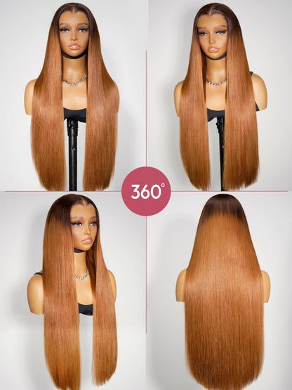 Caramel Milk Orange Straight Hair 6X8 Wig With M-Shaped Hairline 13X6 LY Lace Frontal Wig