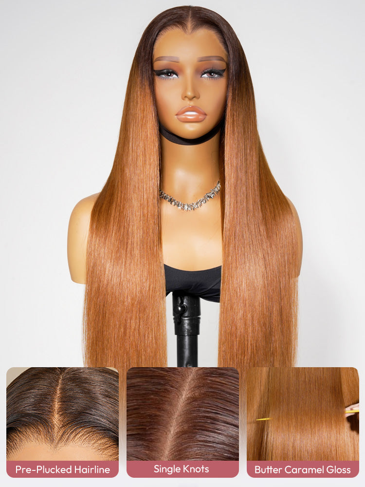 Caramel Milk Orange Straight Hair 6X8 Wig With M-Shaped Hairline 13X6 LY Lace Frontal Wig