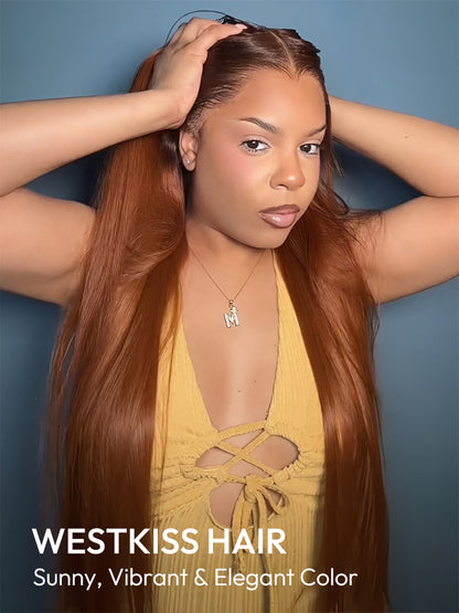 Caramel Milk Orange Straight Hair 6X8 Wig With M-Shaped Hairline 13X6 LY Lace Frontal Wig