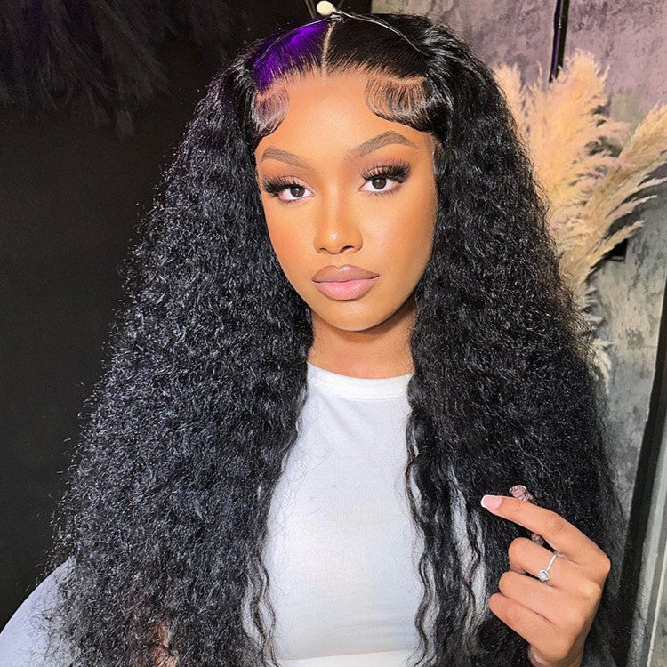 Deep Part Human Hair Curly HD Lace Front Wigs 6x6 Lace Wig