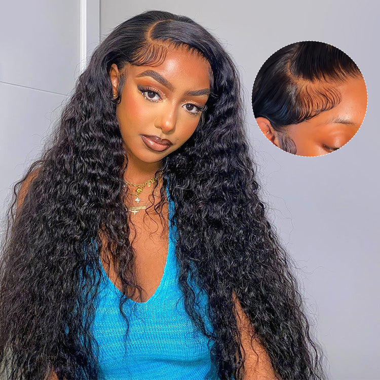 Deep Wave 13x6 Long HD Lace Front Wigs Real Hair Wigs Long Black Hair Wig