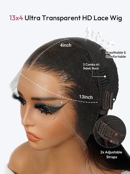 New Arrival #1B Bob Wigs Middle Part HD Lace Bob Short Wigs For Sale