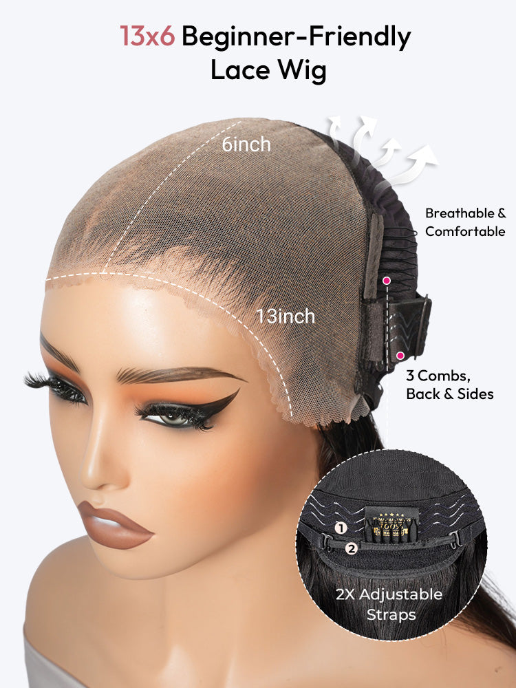 13x6 HD Lace Front Wear and Go Wig Side Pre-Braided Wig With Natural Wave Voluminous Human Hair