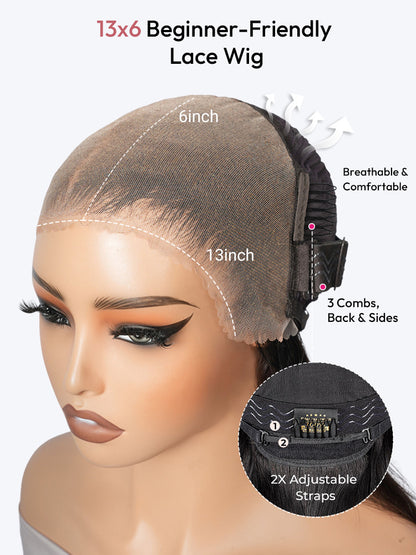 13x6 HD Lace Front Wear and Go Wig Side Pre-Braided Wig With Natural Wave Voluminous Human Hair