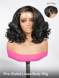 Pre-Styled Loose Body Wig With Pre-C Part 13x6 Lace Wig For Beginner Friendly Natural Black Premium Hair