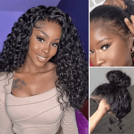 Glueless 360 Lace Super Natural Hairline Water Wave Free Part Human Hair Wig