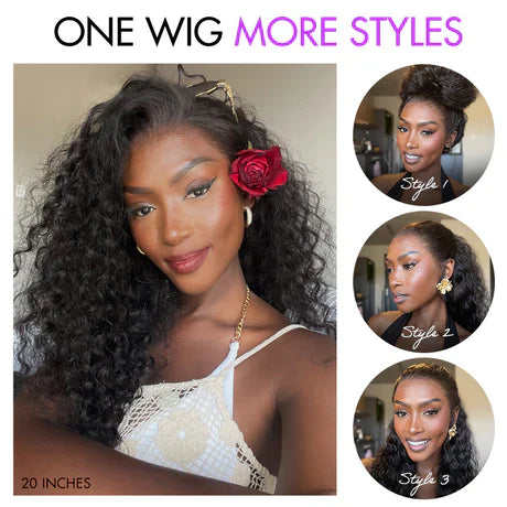 Glueless 360 Lace Super Natural Hairline Water Wave Free Part Human Hair Wig