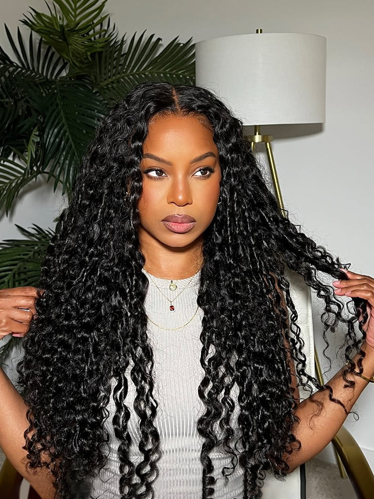 West Kiss Burmese Curly Wave 5x7 Human Hair Lace Front Wigs With 250% Density Ready To Go Wig Natural Hairline