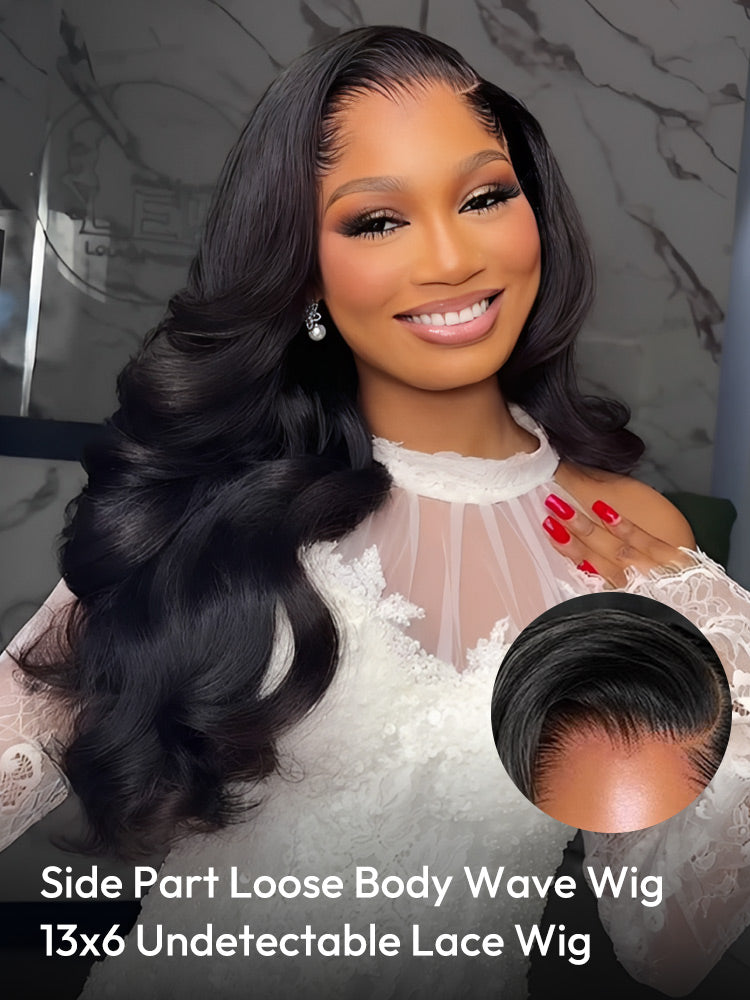 Upgraded M Hairline Wig Side Part Loose Body Wave Wig With Lagos 13x6 Ready To Go Wig 180% Density