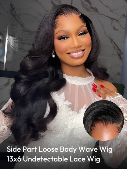 Upgraded M Hairline Wig Side Part Loose Body Wave Wig With Lagos 13x6 Ready To Go Wig 180% Density