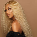 Blonde Water Wave Lace Front Wig 613 Human Hair Transparent Lace Wig