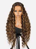 Blonde Highlight Wig Glueless 13x4 Crimped Wavy Lace Front Wig