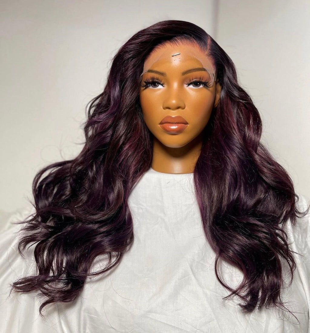 HD 7x7 closure soft layered deep purple frontal