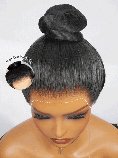 Chic High Ponytail Straight Wig Pre-Styled 360 Lace Front Wig With Invisible Drawstring