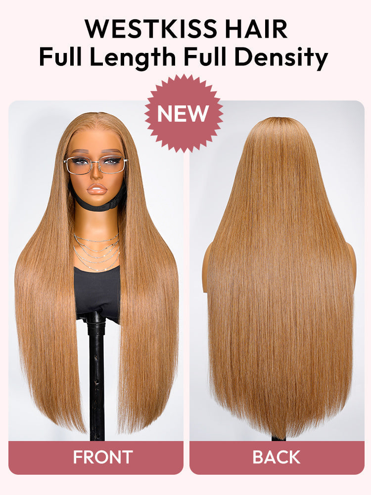 Glueless Light Chestnut Brown Hair Silky Straight Transparent Lace Front Wig Human Hair