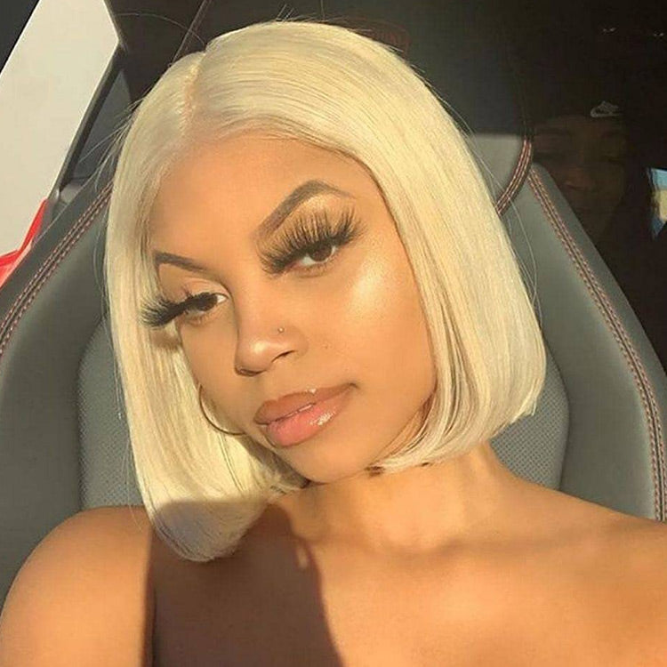 Blonde Bob Wig Short 613 Color Straight 2*6 Lace Front Bob Wigs Pre Cut Lace