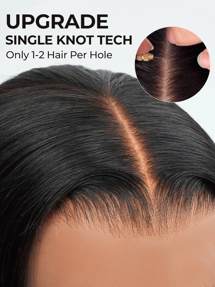 Loose Body Wave Wig Super Invisible 5x7 Lace Front Short Bob Ready To Go Wig With Elastic Drawstring