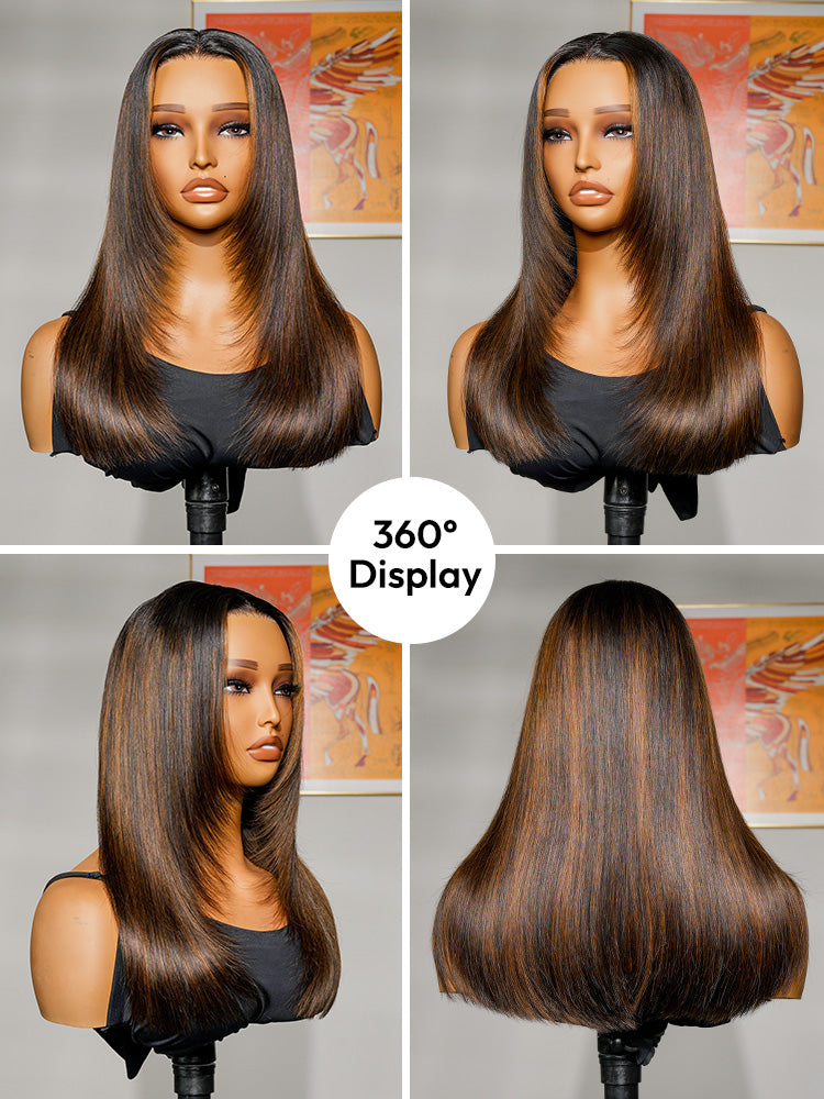 Layer Cut Highlight Customized Color Super Invisible LY Lace Front Straight Human Hair Wig