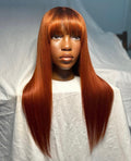 HD 5x5 closure Copper straight bang frontal unit