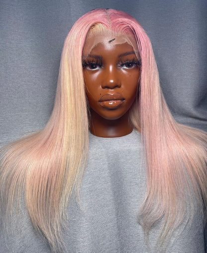 HD 13x4 pink and blonde straight frontal unit