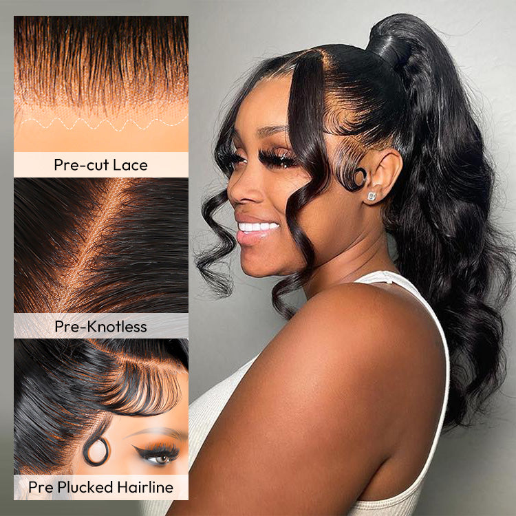 Glueless Invisi Drawstring 360 Lace Wig Body Wave Pre-Max Lace Front Wig Human Hair Wig