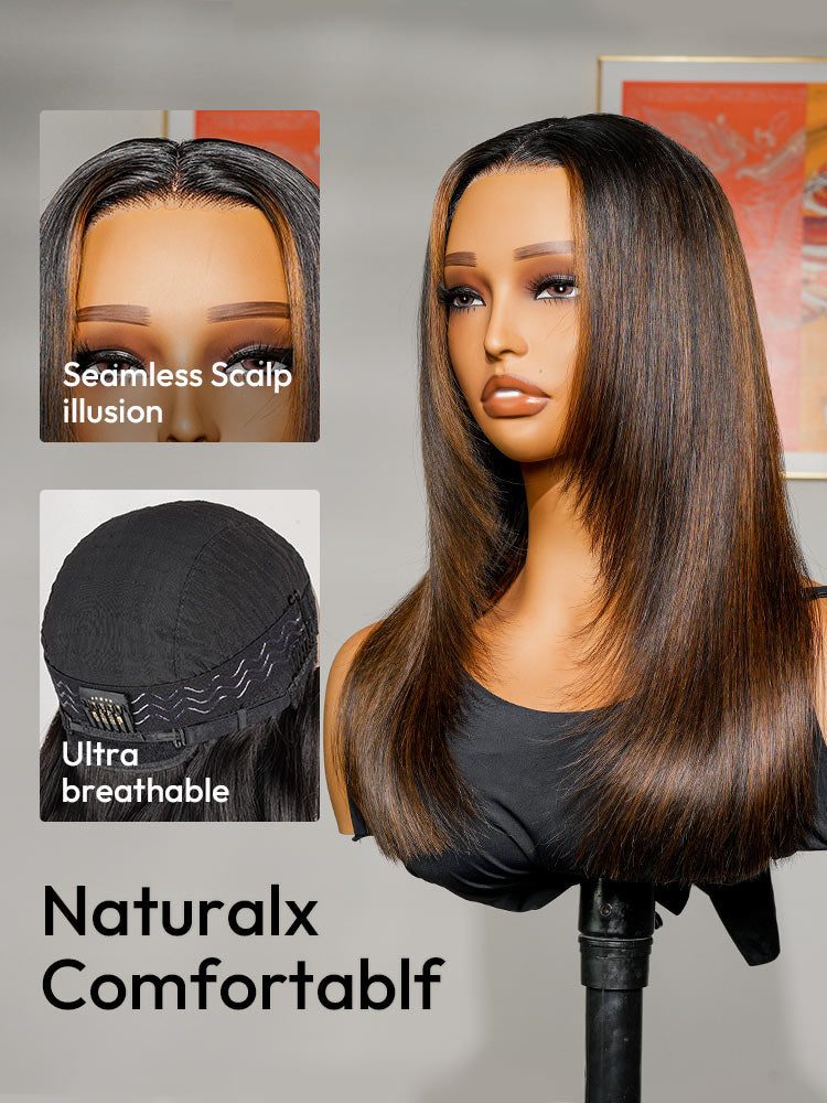 Layer Cut Highlight Customized Color Super Invisible LY Lace Front Straight Human Hair Wig