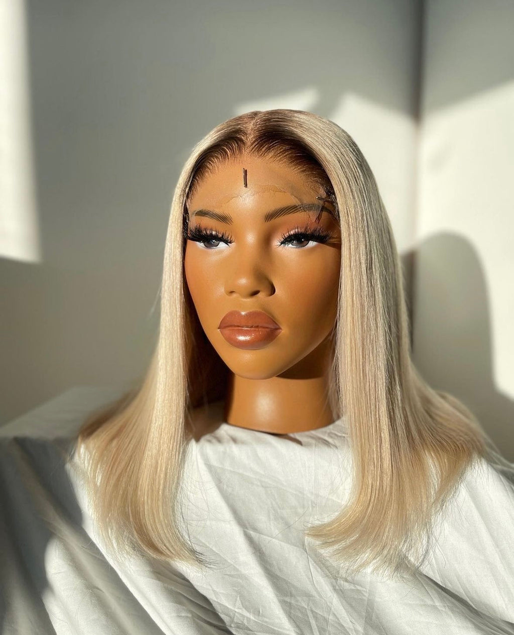 HD 5x5 closure white gold straight frontal bob