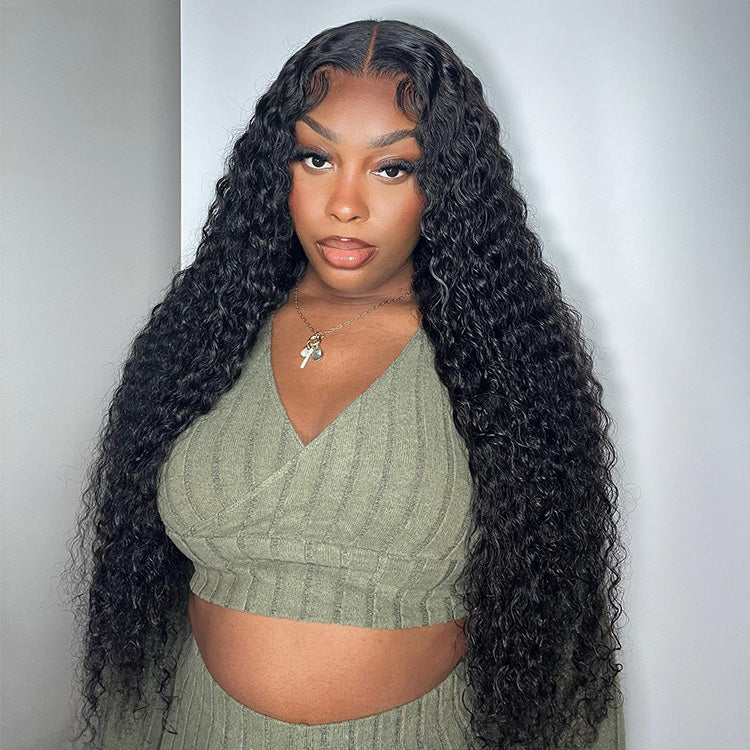Long Curly Wigs 13*6 Invisible HD Lace Front Wigs Pre-plucked Human Hair Wig