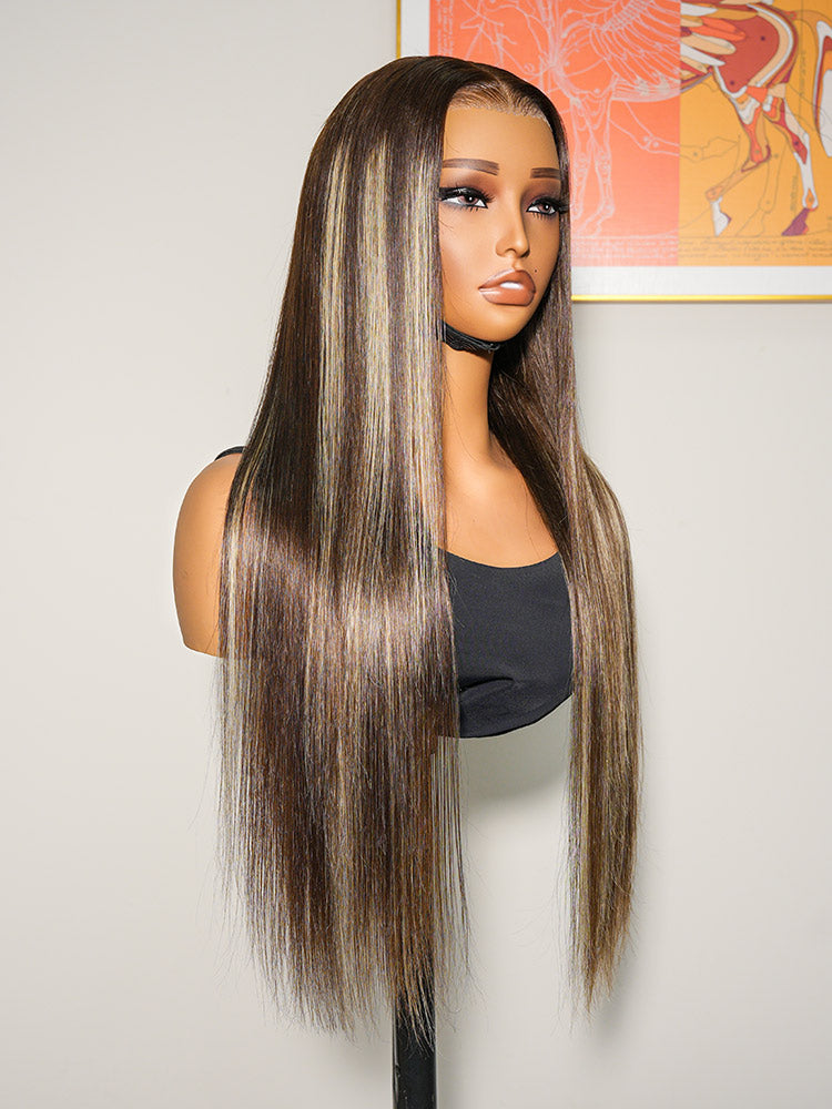 Highlight Customized Color Super Invisible LY Lace Wig Silky Straight 13x4 Lace Front Wig