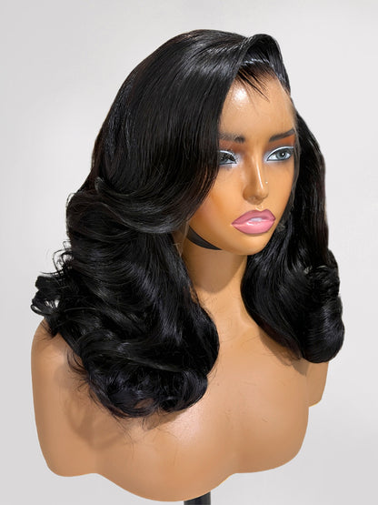 Upgraded M Hairline Wig Side Part Loose Body Wave Wig With Lagos 13x6 Ready To Go Wig 180% Density