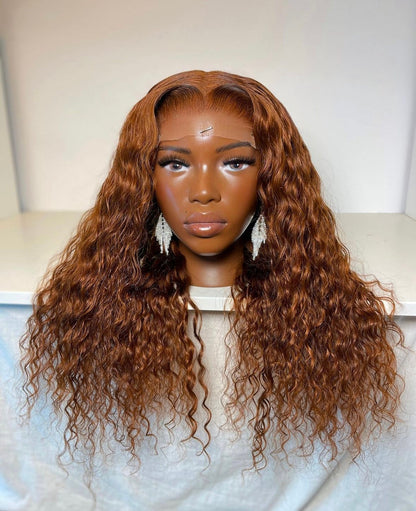 HD 5x5 closure ginger deep wave frontal unit