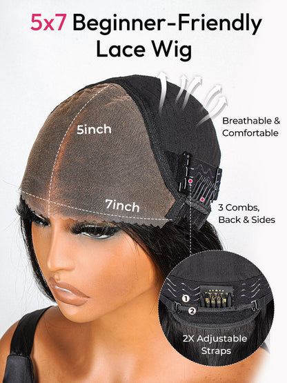 Glueless Ready To Go Wigs - Body Wave Pre-Cut HD Undetectable Lace Pre-Bleached Closure Wigs