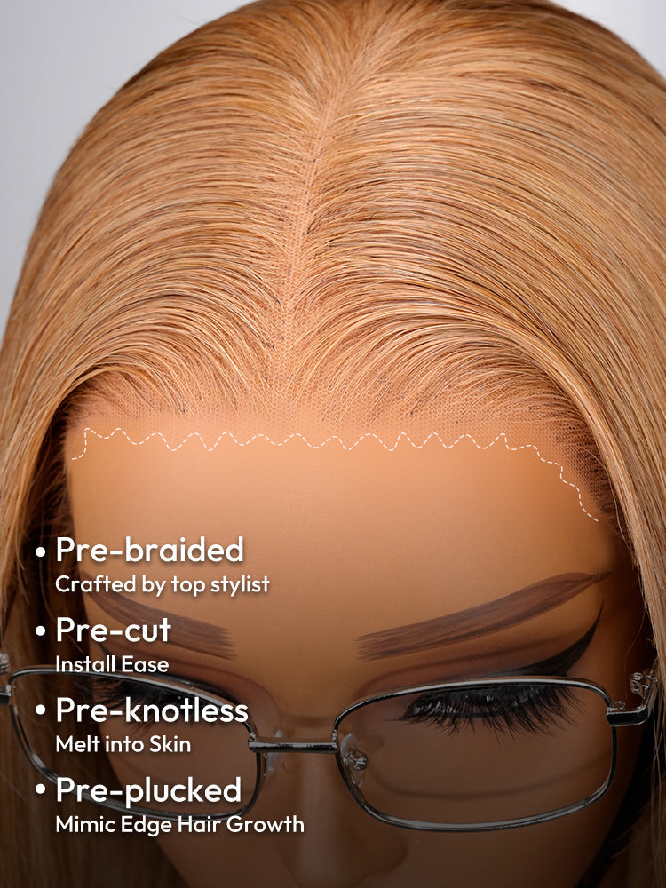 Glueless Light Chestnut Brown Hair Silky Straight Transparent Lace Front Wig Human Hair