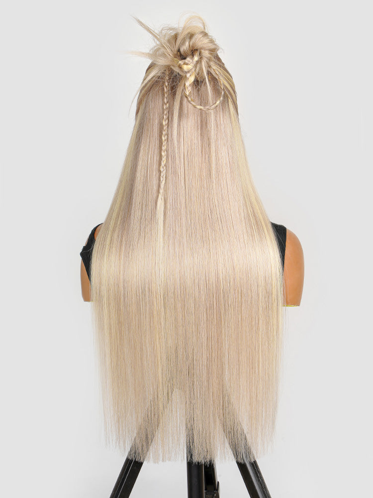 Blonde Color Straight Wig 13x4 Lace Front Wig Pre Plucked With Baby Hair