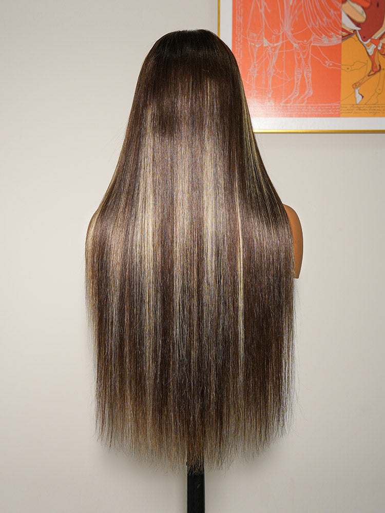 Highlight Customized Color Super Invisible LY Lace Wig Silky Straight 13x4 Lace Front Wig
