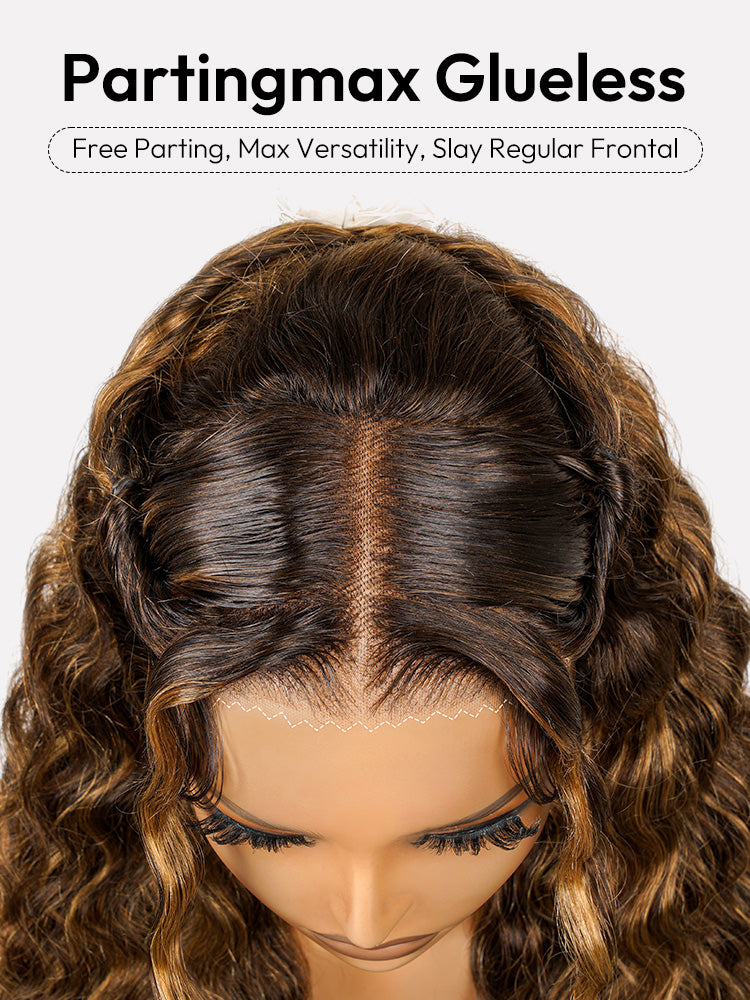 Blonde Highlight Wig Glueless 13x4 Crimped Wavy Lace Front Wig
