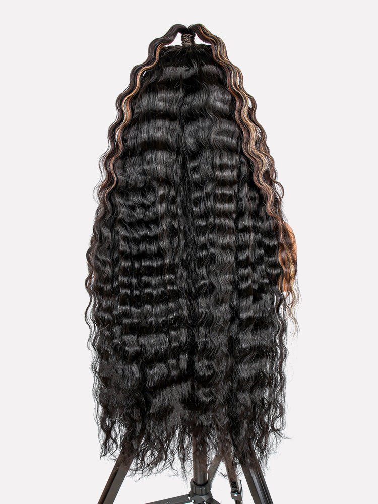 Glueless Highlight Stylist Wig Crimped Wavy 13x6 Lace Front Wig
