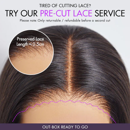Ombre Brown Highlight / Natural Black Deep Curly Glueless 5x5 Closure Lace Wig