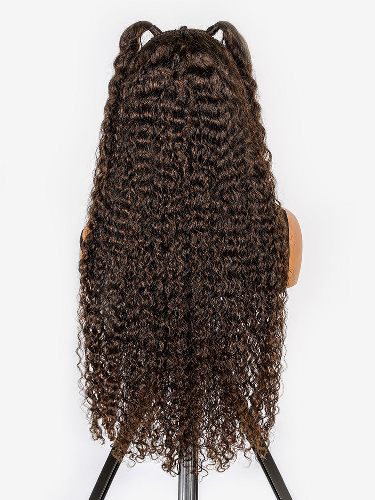 Brown Deep Wave Wig Knotless Pre-Braided 13x6 Parting Lace Front Wig