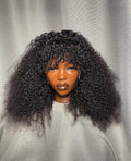HD 13x4 natural black kinky curly fringe frontal unit
