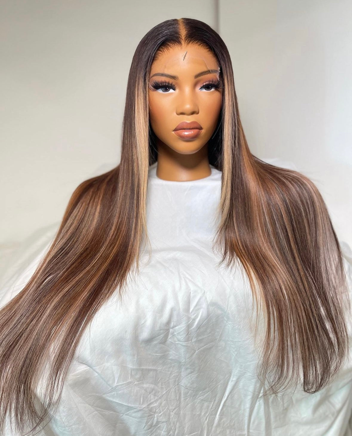 HD 6x6 ginger and blonde highlights straight frontal