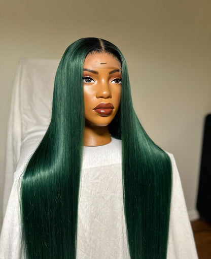 HD 4x4 closure dark green straight frontal unit