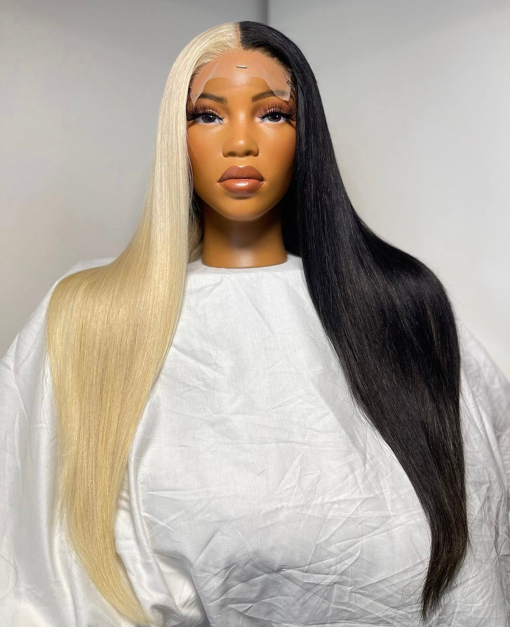 HD 5x5 closure part blonde part black straight frontal