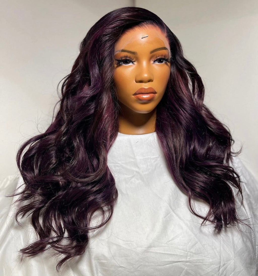 HD 7x7 closure soft layered deep purple frontal
