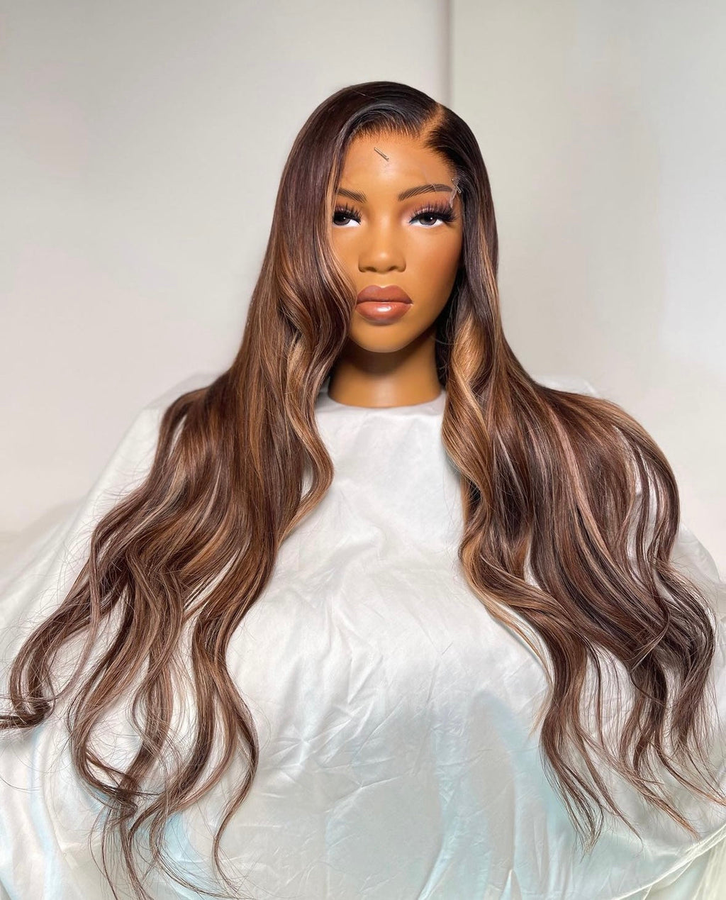 HD 6x6 ginger and blonde highlights wavy frontal
