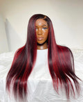 HD 5x5 closure red highlight straight frontal unit