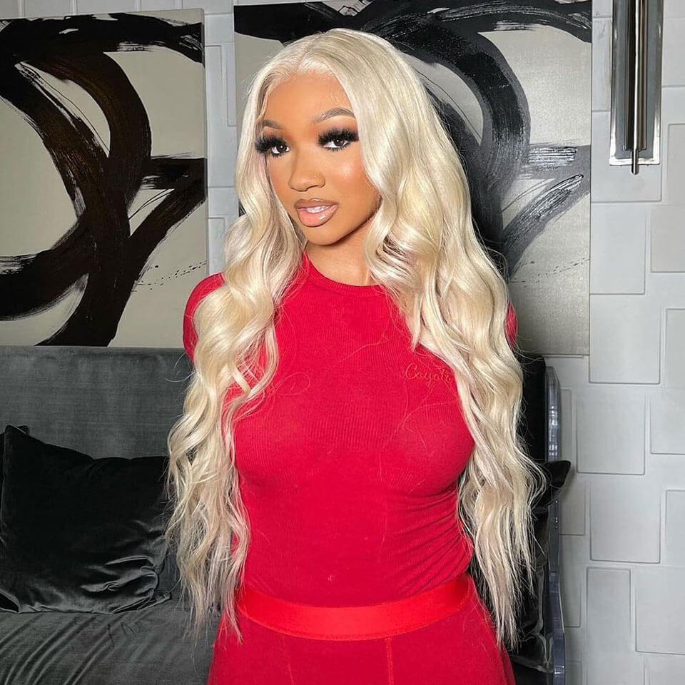 Blonde 5x5 Lace Front Wigs Color 613 Body Wave Human Hair Lace Wigs With Baby Hair
